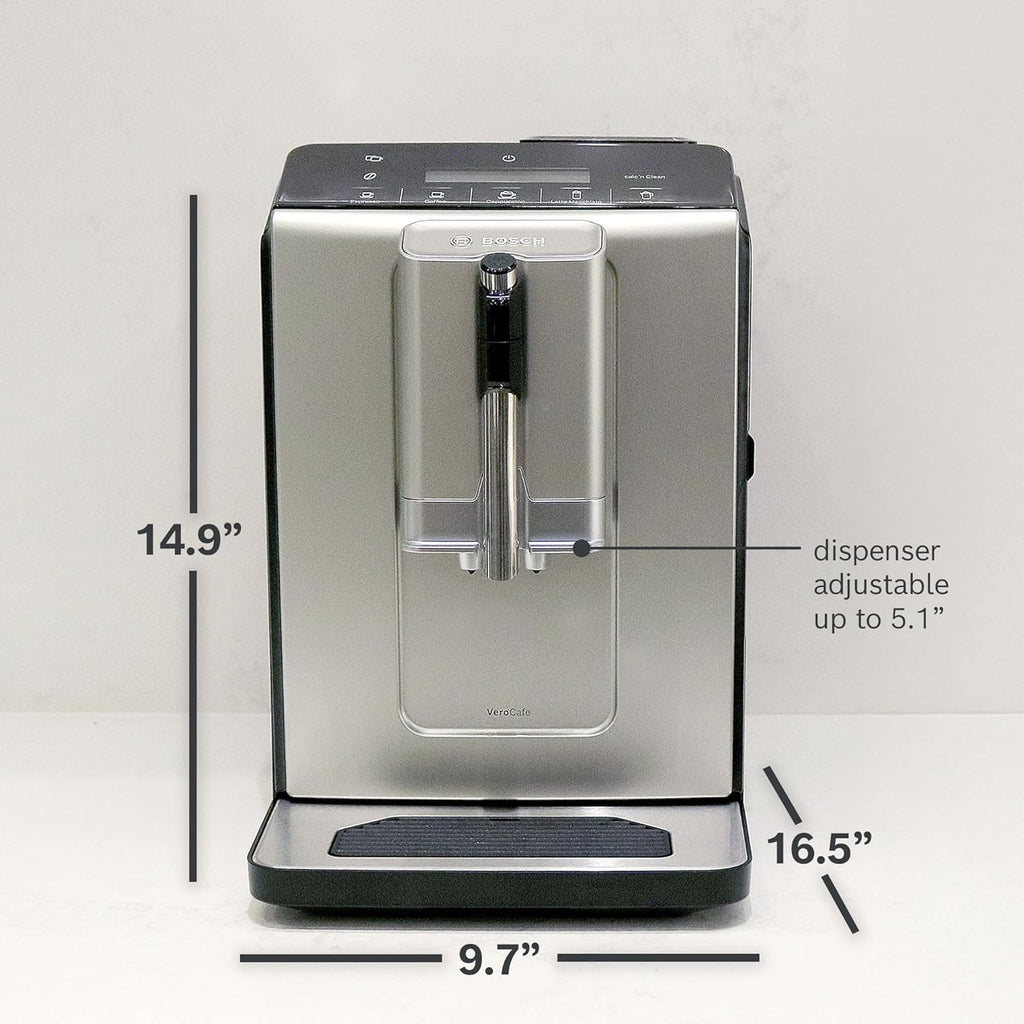 Bosch Fully Automatic Coffee and Espresso Machine - One-Touch Drinks, Barista Style, Double Cup Super Coffee Maker - Large Bean Capacity - Easy Clean, Maintenance - Black - TIU20307 woonhhop