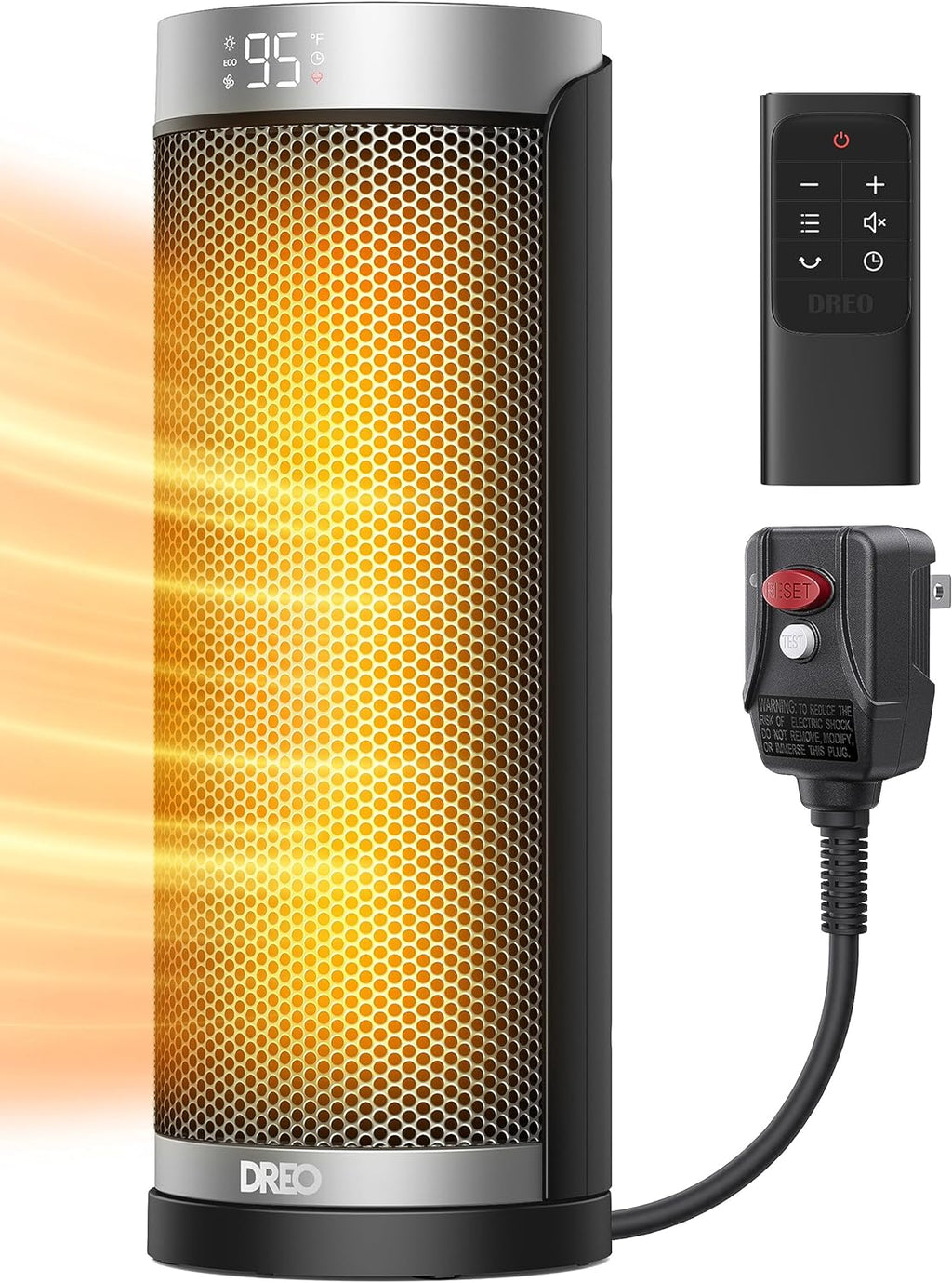 Dreo Space Heater, 1500W Electric Heaters for Indoor Use with Thermostat, 70° Oscillation, 8 Safety Protections, 5 Modes, Remote, 12H Timer, Quiet Portable Heater for Office, Bedroom, Large Room wourant
