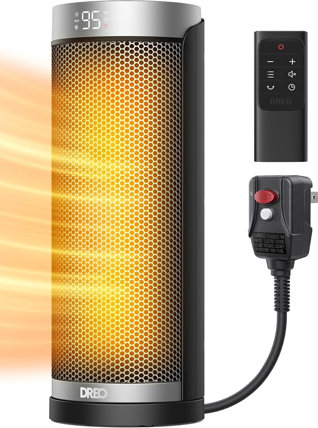 Dreo Space Heater, 1500W Electric Heaters for Indoor Use with Thermostat, 70° Oscillation, 8 Safety Protections, 5 Modes, Remote, 12H Timer, Quiet Portable Heater for Office, Bedroom, Large Room wourant