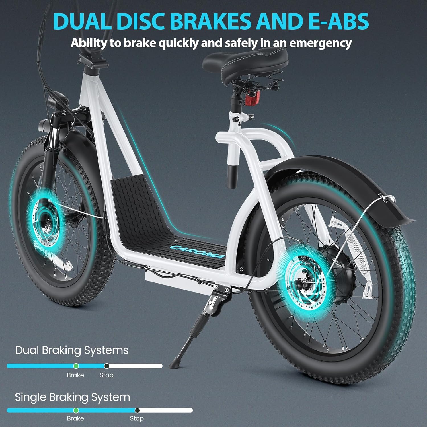 Caroma Peak 800W Foldable Adult Electric Scooter with 20-inch Wide Tires, 48V Battery, Basket, and Adjustable Seat wourant