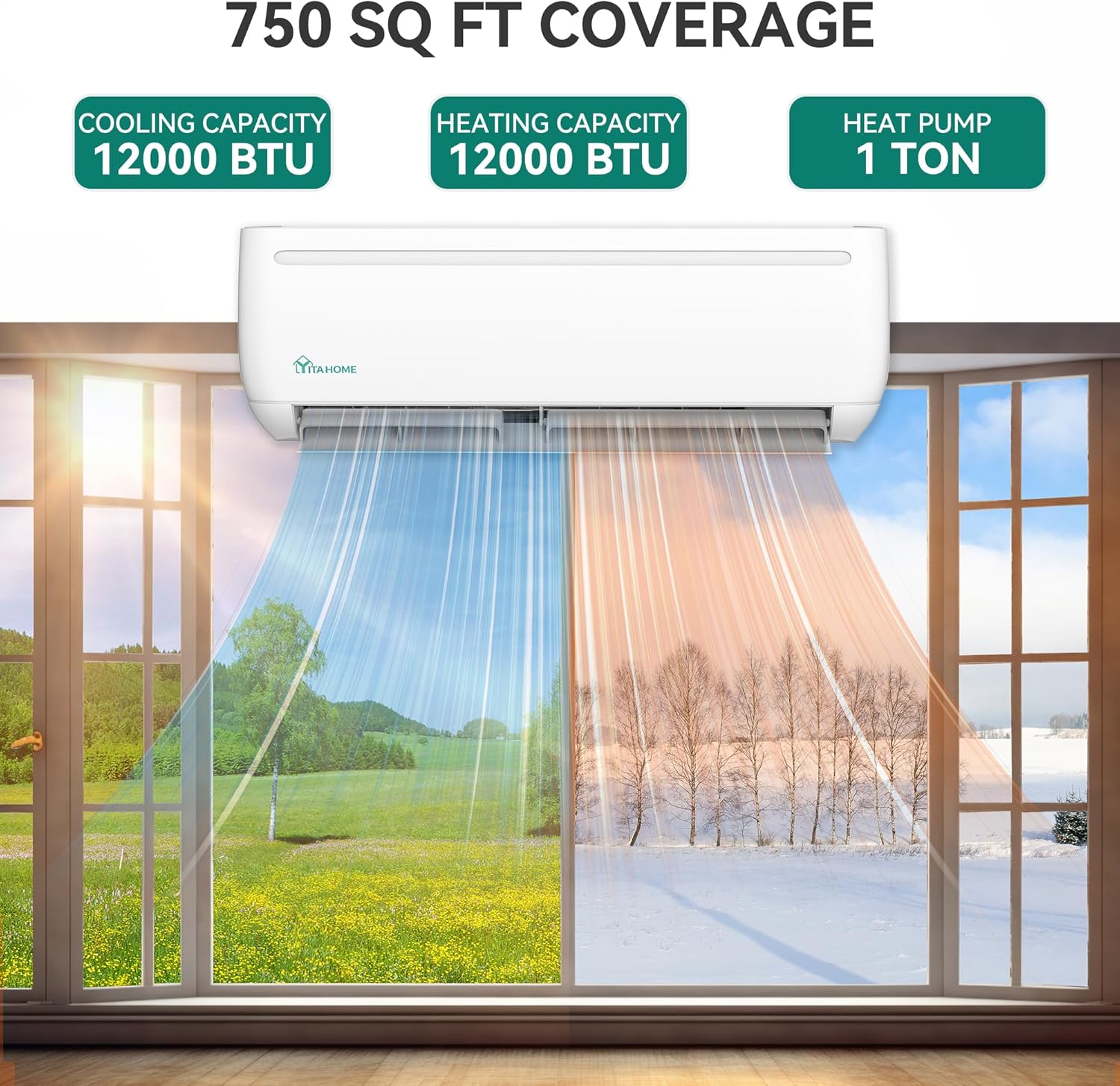 12000 BTU Mini Split Air Conditioner Heat Pump System, Wifi Enabled 20 SEER2 115V Inverter Ductless AC Cool Up to 750 Sq. Ft, Compatible with Alexa, Complete Installation Kit, White wourant