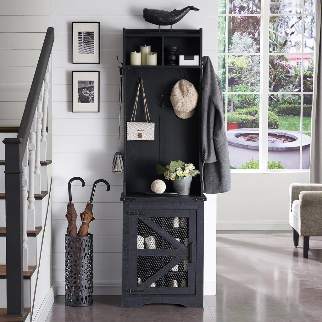 JXQTLINGMU 59-inch Farmhouse Foyer Tree with Shoe Storage, Entryway Bench Foyer Coat Rack Cabinet wourant