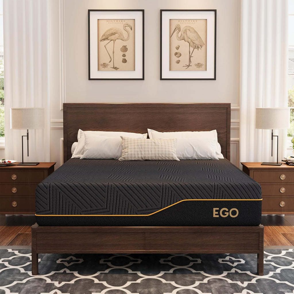 MLILY EGOHOME 14 Inch Queen Memory Foam Mattress for Back Pain, Cooling Copper Gel Bed in a Box, Foam Made in USA, CertiPUR-US Certified, Therapeutic Medium Firm, 60x80x14 Black woonhhop