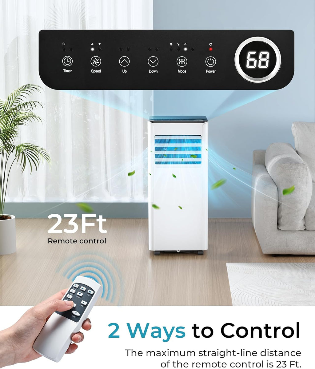 EUHOMY 8,000 BTU Portable Air Conditioners, 4-in-1 Portable AC Unit Up to 350 Sq.Ft, 4 Modes Quiet Air Conditioner with Remote Control, Cool, Fan, Dehumidifier, 24H Timer, Bedroom, Office, Apartments wourant
