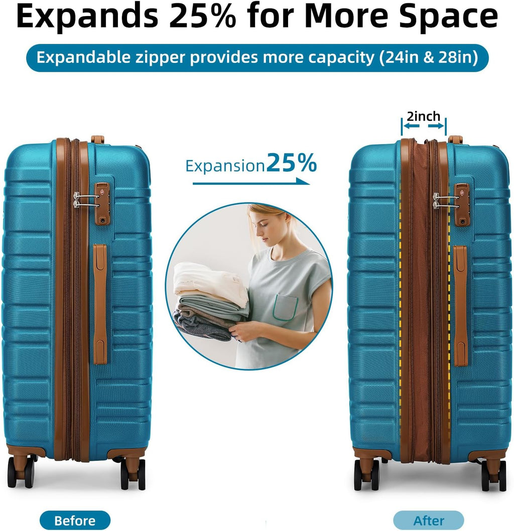 6-piece luggage set, expandable hardshell suitcase set with spinner wheels, lightweight rolling luggage set wourant