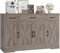 Sideboard with drawers, large 55-inch sideboard, sideboard storage with shelves and doors, modern farmhouse coffee bar wood kitchen dining table wourant