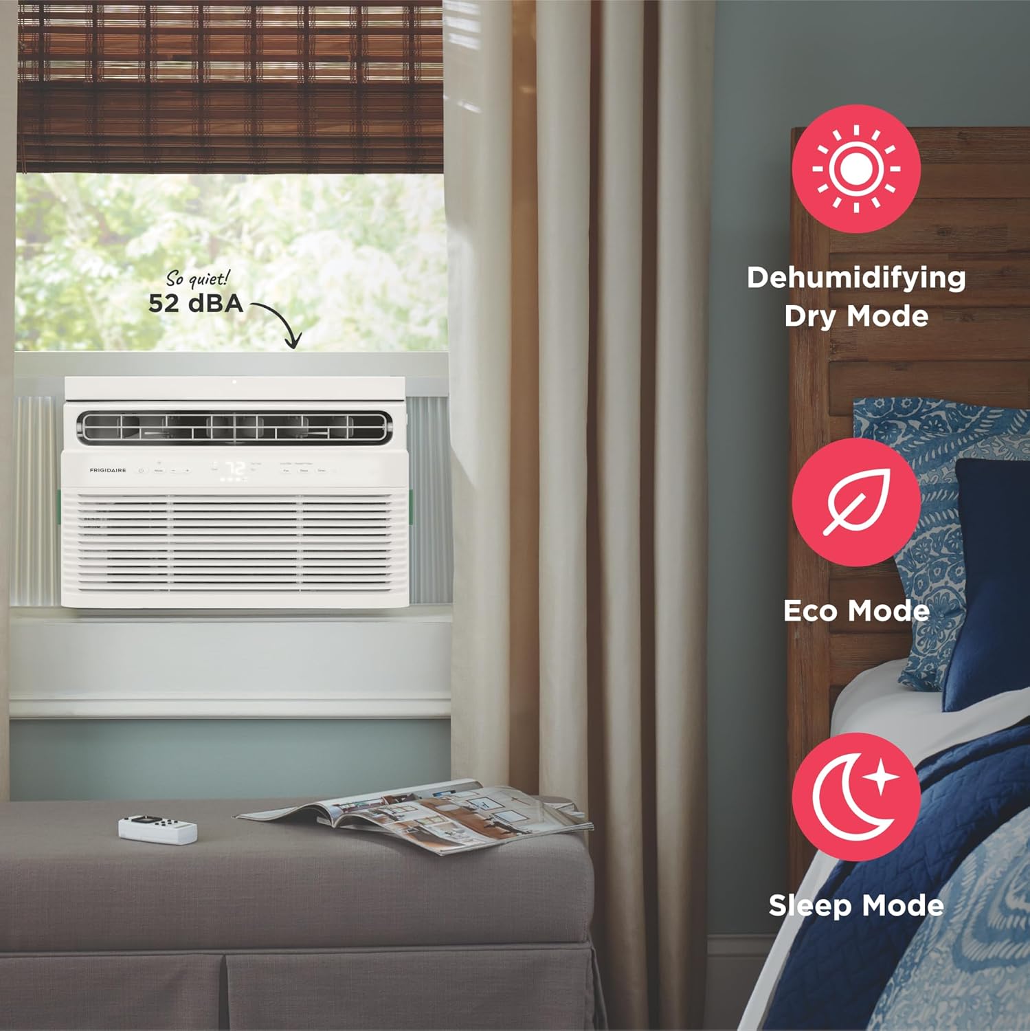 Frigidaire 5,000 BTU Window Air Conditioner with Remote Control, Cools Up to 150 Sq. Ft., Quiet Operation, Eco Mode, 3 Fan Speeds, Auto Restart, White wourant
