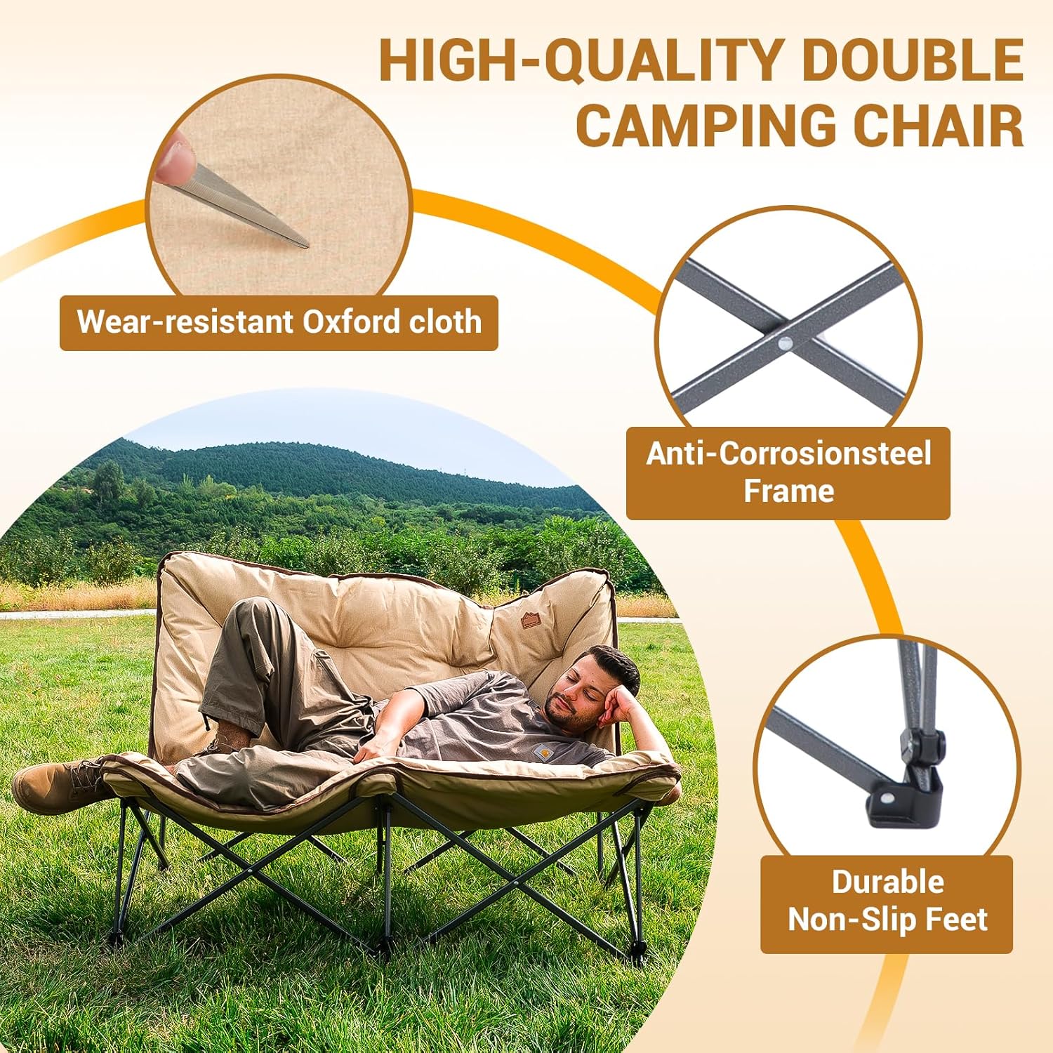 Butterfly chair, extra large thick comfortable camping chair, portable folding chair, 400 lb heavy duty seat wourant