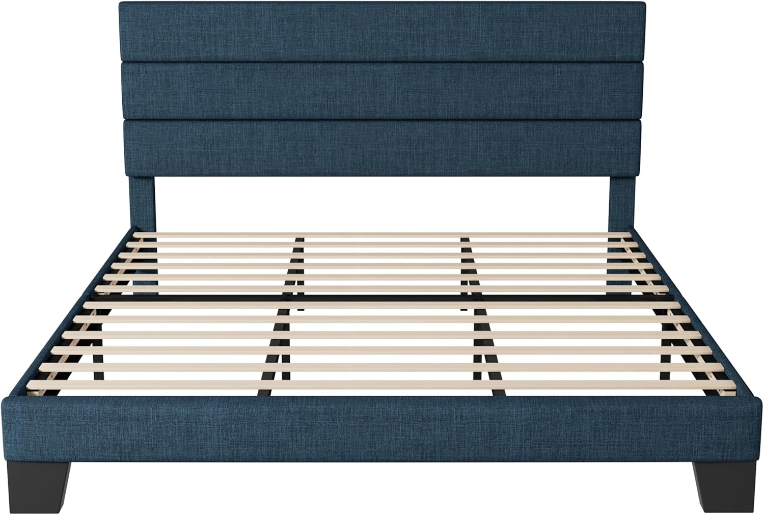 Allewie Queen Size Platform Bed Frame Fabric Upholstered Headboard Wooden Slats Support wourant