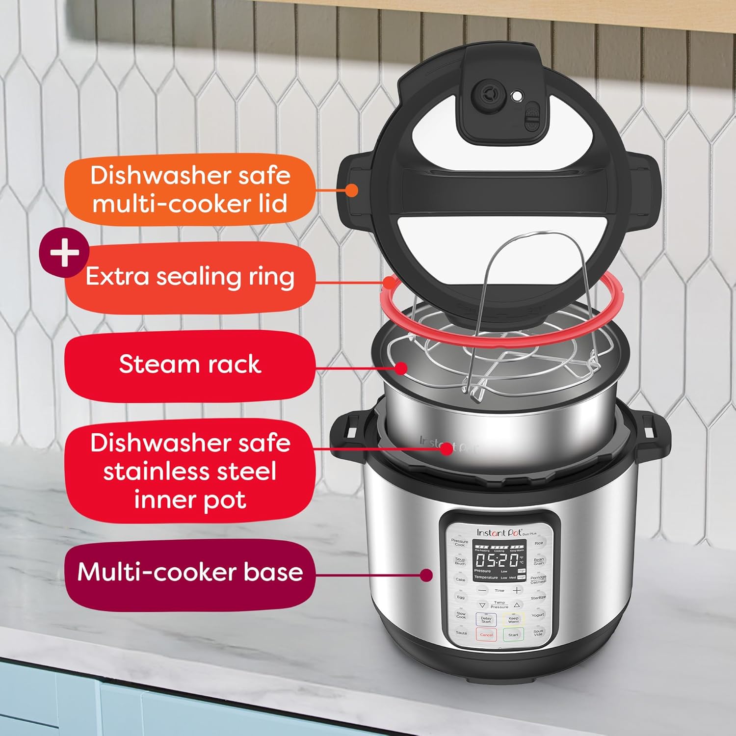 9-in-1 Multicooker, Pressure Cooker, Slow Cook, Rice Maker, Steamer, Sauté, Yogurt, Warmer & Sterilizer, Includes App With Over 800 Recipes, Stainless Steel, 6 Quarts wourant