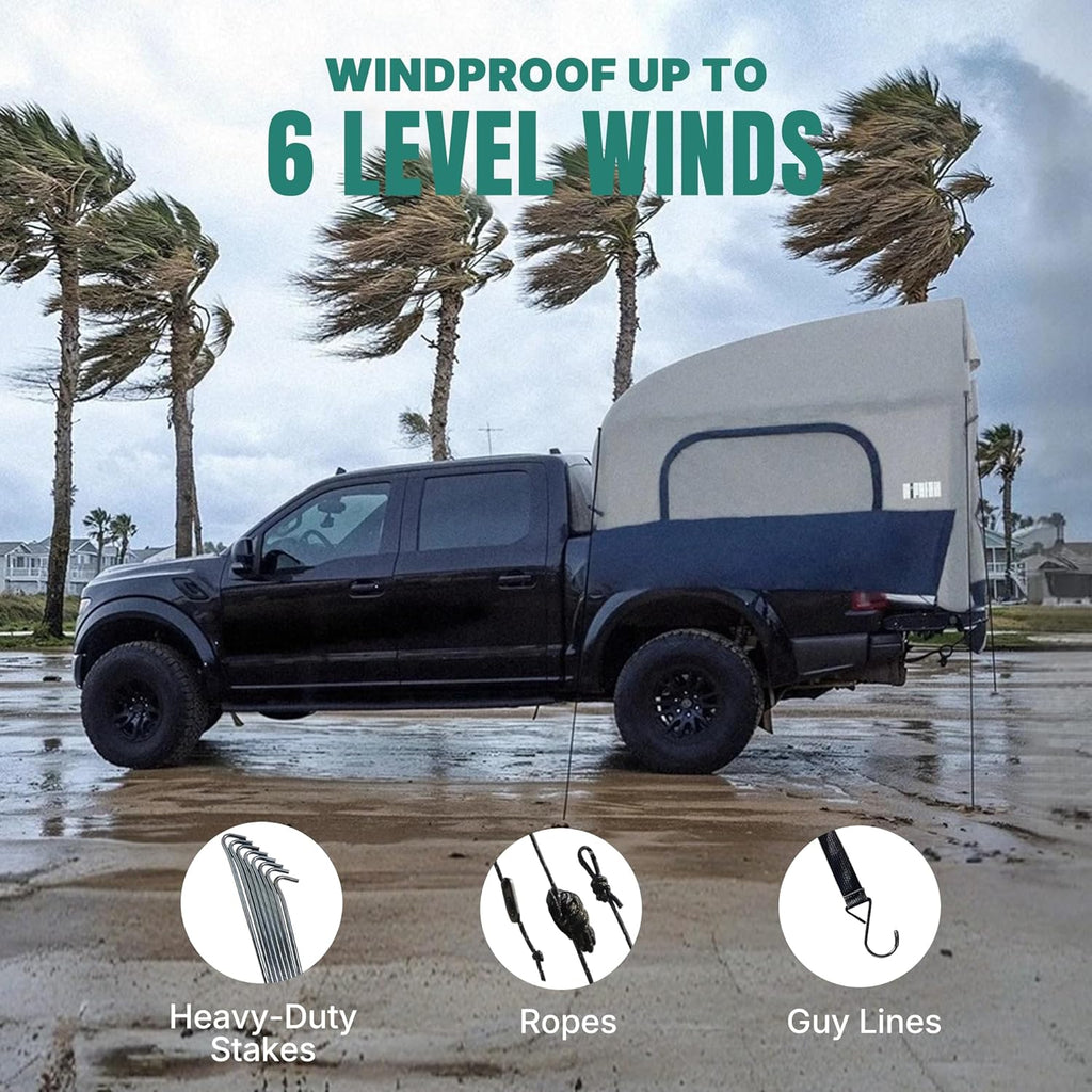 Niphean Truck Bed Tent 5.5ft-8ft for 2+1 People/Family, 2 Mins Fast Setup Inflatable Pickup Truck Tent, PU 3000mm Waterproof & High-Strength Windproof, Spacious Interior for Multi-Landscape wourant