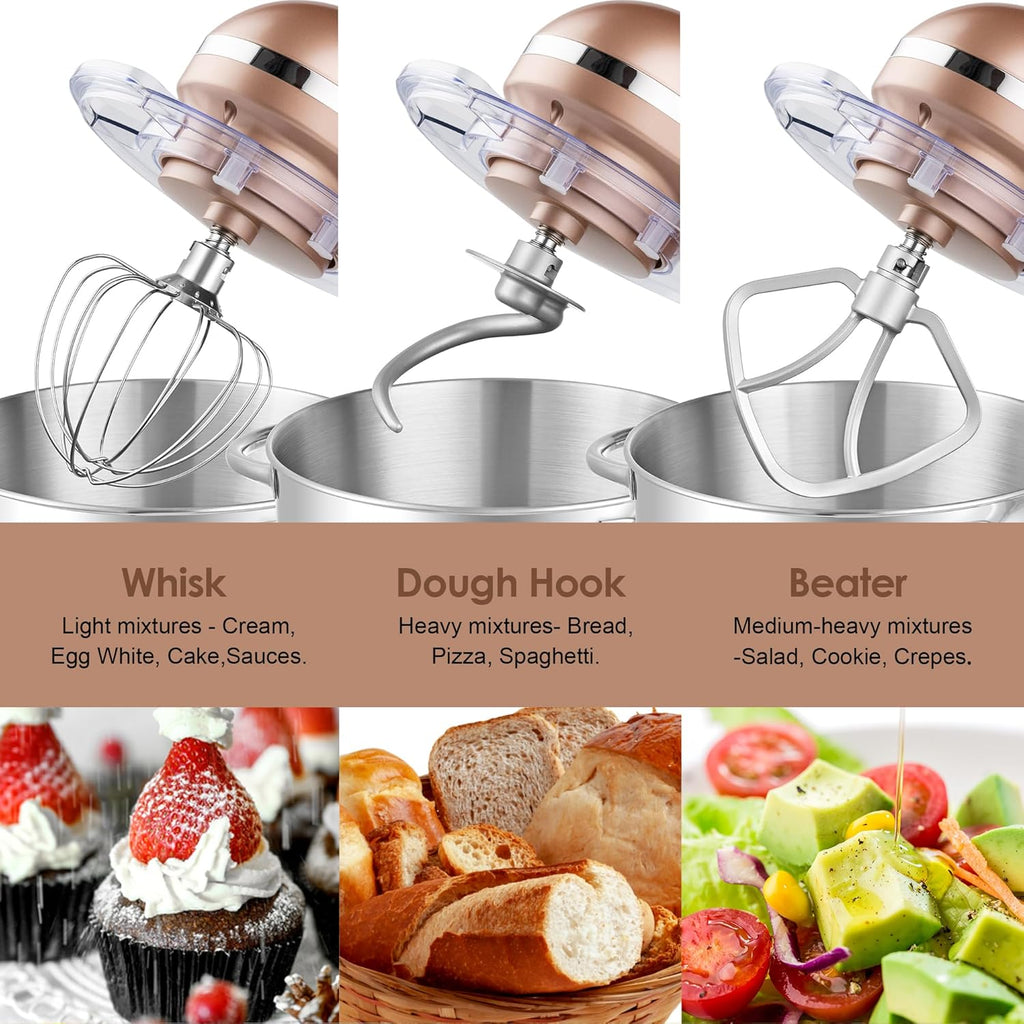 Aucma Stand Mixer,6.5-QT 660W 6-Speed Tilt-Head Food Mixer, Kitchen Electric Mixer with Dough Hook wourant