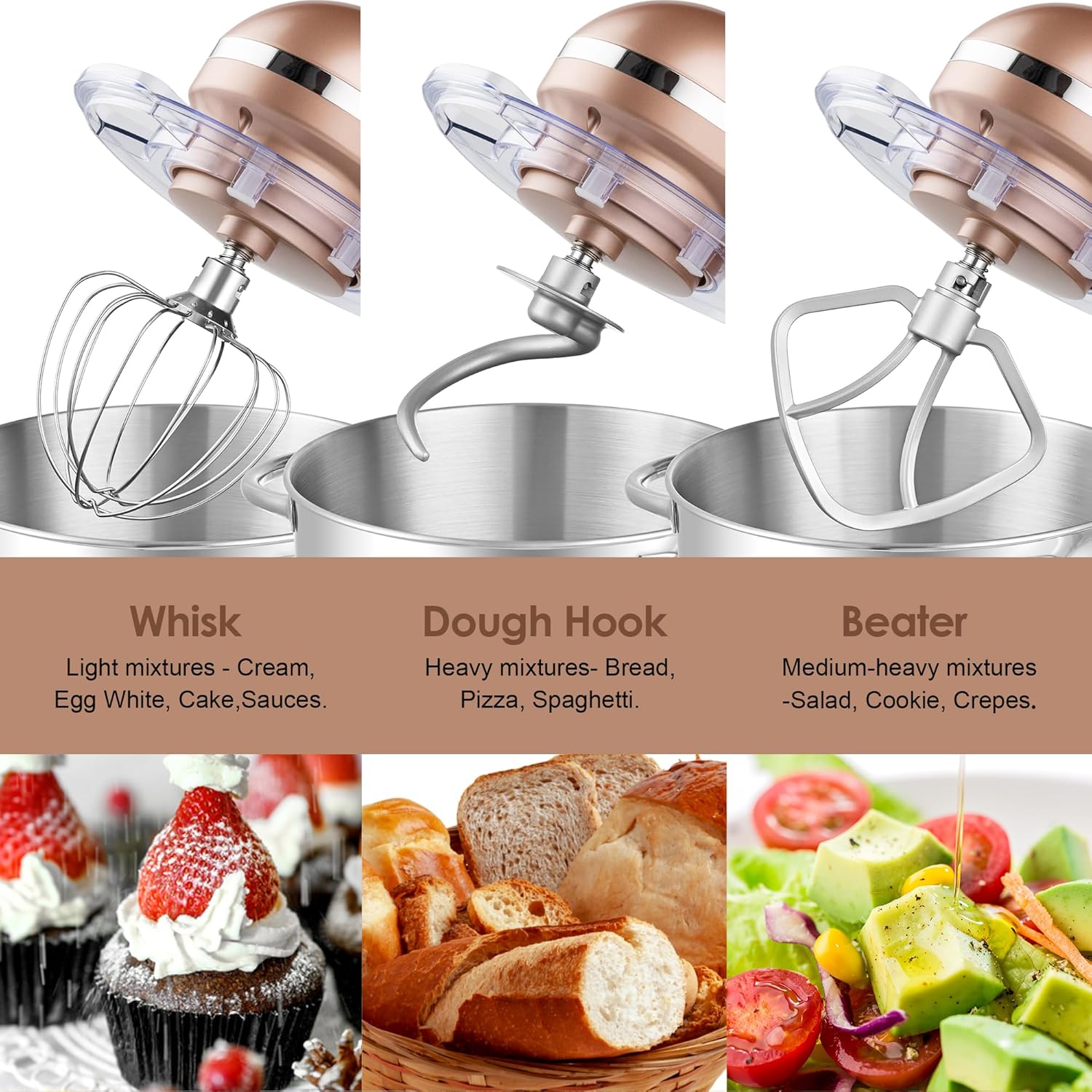 Aucma Stand Mixer,6.5-QT 660W 6-Speed Tilt-Head Food Mixer, Kitchen Electric Mixer with Dough Hook wourant