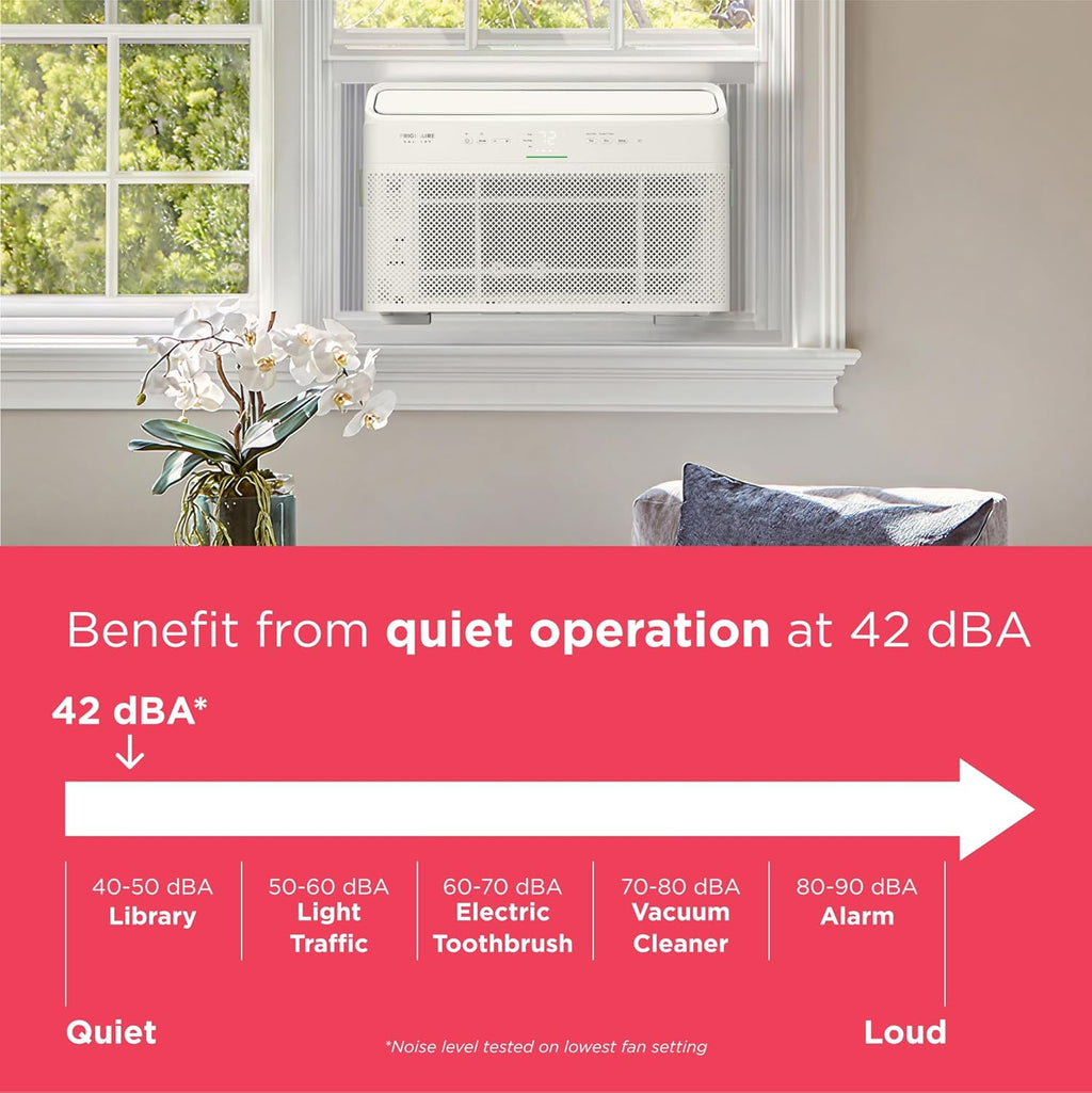 Frigidaire GHWQ103WC1 Inverter Quiet Temp Room Air Conditioner, 10,000 BTU with Wi-Fi Connected, Works with Alexa, Energy Star Certified, Easy-to-Clean Washable Filter, in White wourant