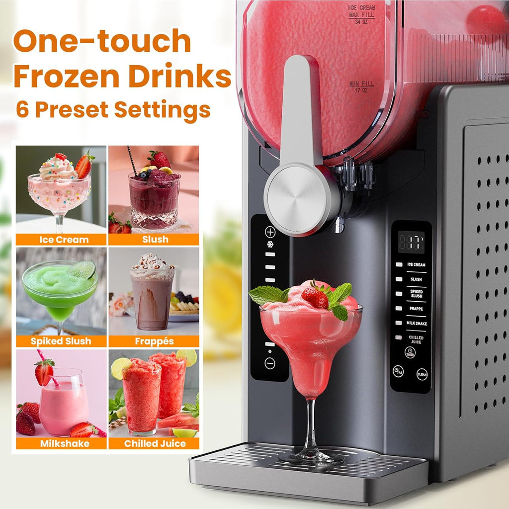 Slushie Machine - Professional Frozen Drink Maker No Ice Needed- Slushy Machine for Home with LED Display - One-Touch Reservation & 6 Pre-set Programs for Frozen Margaritas, Frappés & Ice Cream wourant