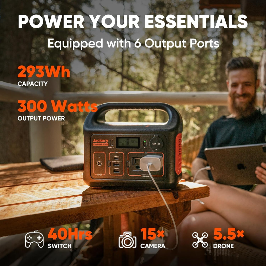 Portable Power Station Explorer 300, 293Wh Backup Lithium Battery, Solar Generator for Outdoors Camping Travel Hunting Blackout (Solar Panel Optional) wourant