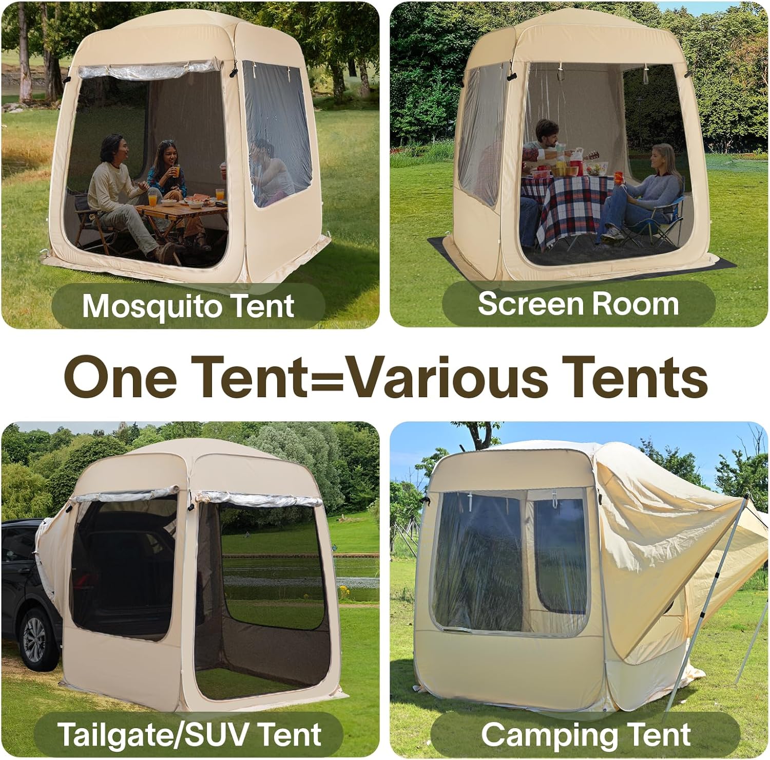 Alvantor Screen House Gazebo, 6-10-15 Person Pop Up Igloo Screened Canopy Tent with Mosquito Netting Sides, Instant UV Resistant Sun Shelter for Garden, Patio, Backyard wourant