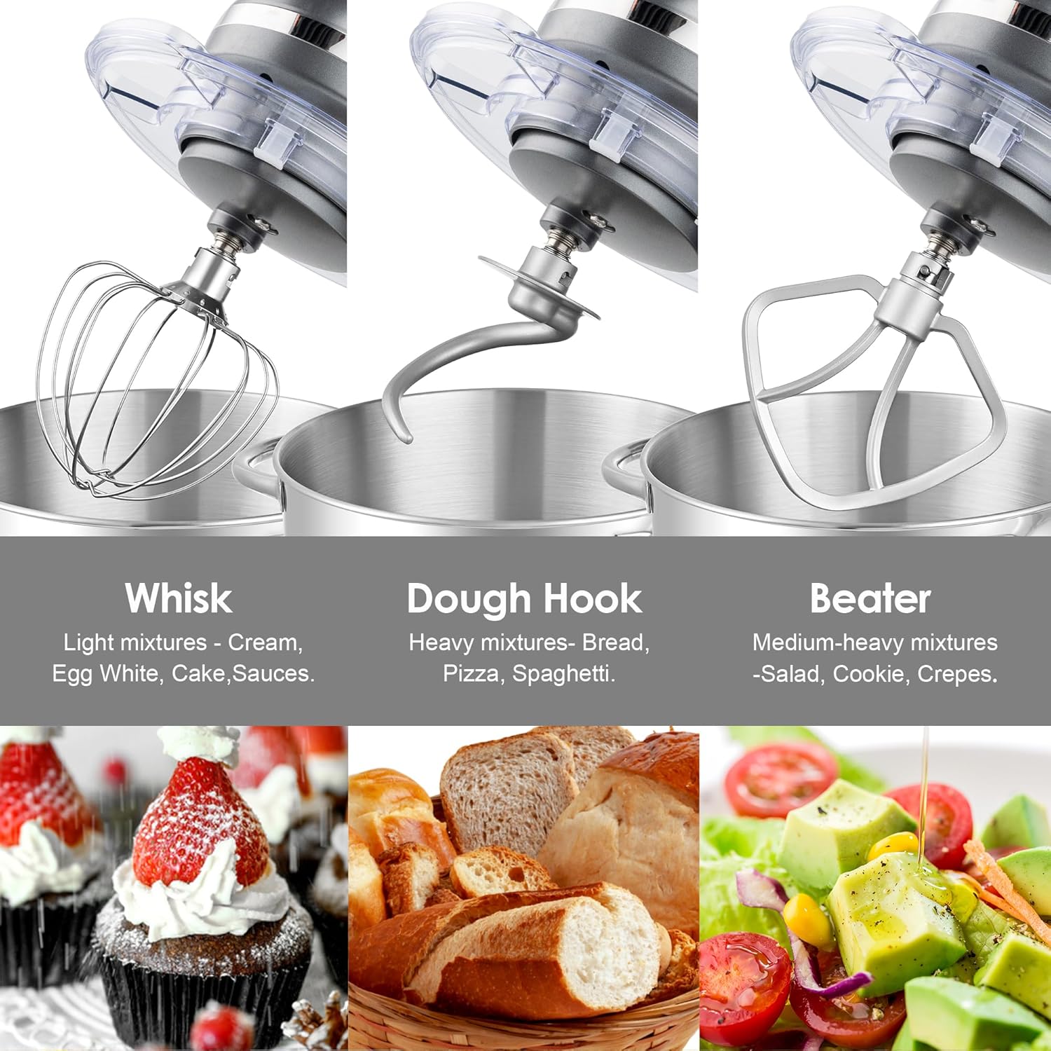 Aucma Stand Mixer,6.5-QT 660W 6-Speed Tilt-Head Food Mixer, Kitchen Electric Mixer with Dough Hook wourant