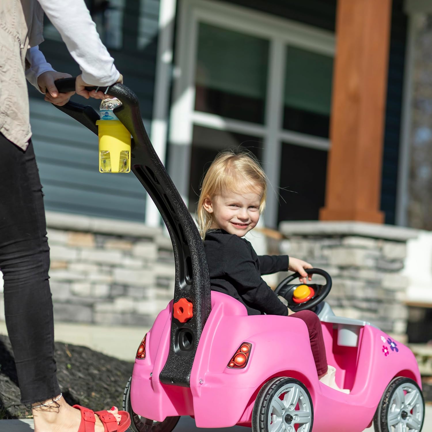 Step2 Whisper Ride II Ride On Push Toy Car Pink Ride On Car Seat Belt Easy Storage Transport wourant