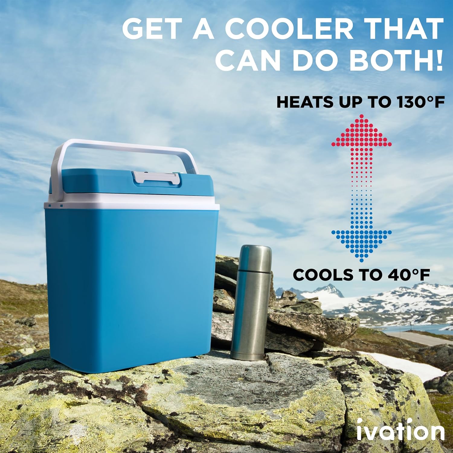 Electric Cooler & Warmer with Handle | 24 L Portable Thermoelectric Fridge for Vehicles & Trucks| 110V AC Home Power Cord & 12V Car Adapter for Camping wourant