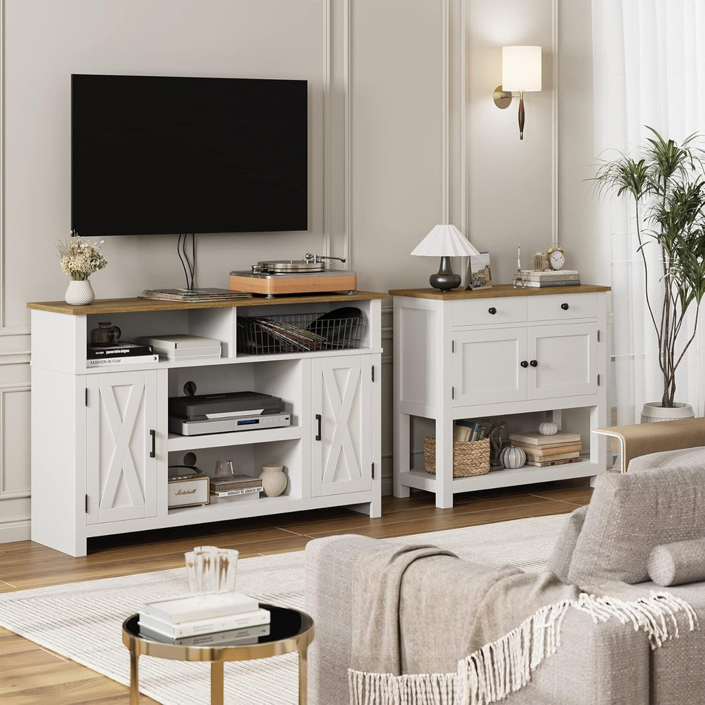 Farmhouse style console table coffee bar, entry table with storage rack, sofa table buffet sideboard wourant