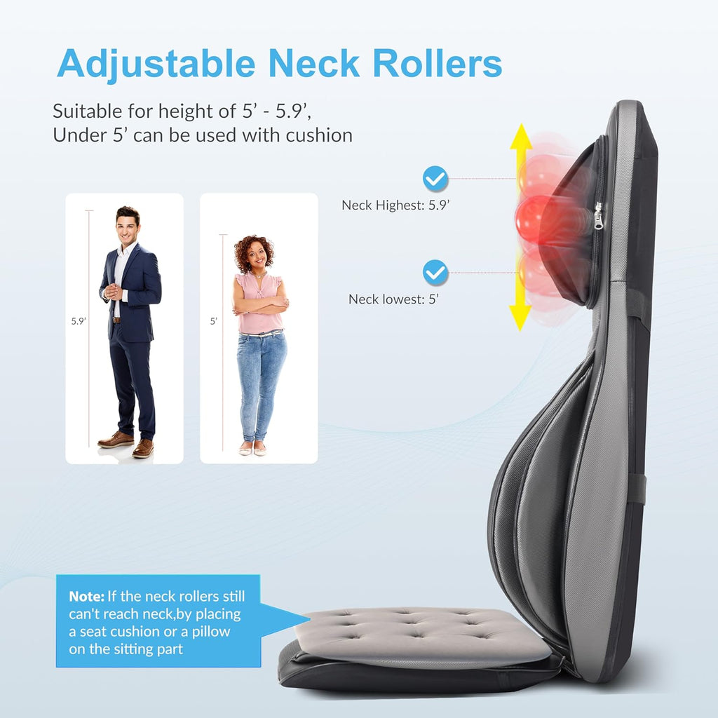 COMFIER Massager Chair with Heat Shiatsu Neck Back Massager Portable with Compress & Rolling Massage Chair Pad for Full Back Neck & Shoulders Full Body Pain wourant