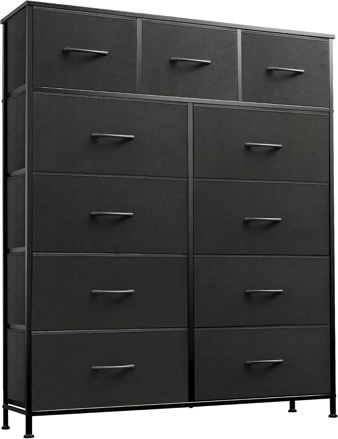 Storage Organizer Unit with 11 Fabric Bins, Storage Drawers Organizer with Steel Frame, Tall Storage Tower Organizaton wourant