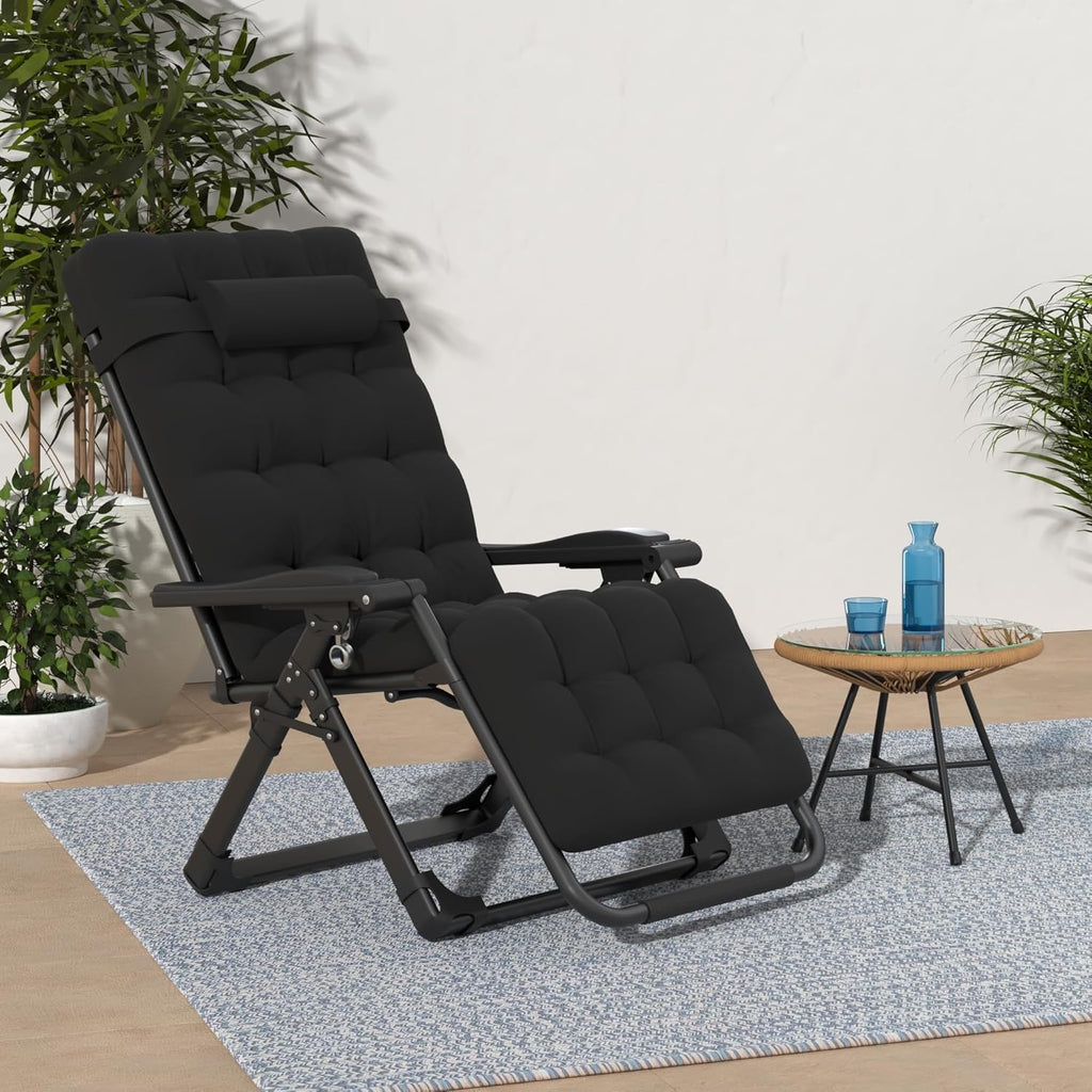 Indoor and outdoor patio chair folding lounge chair zero gravity chair with removable cushion camping lounge chair wourant