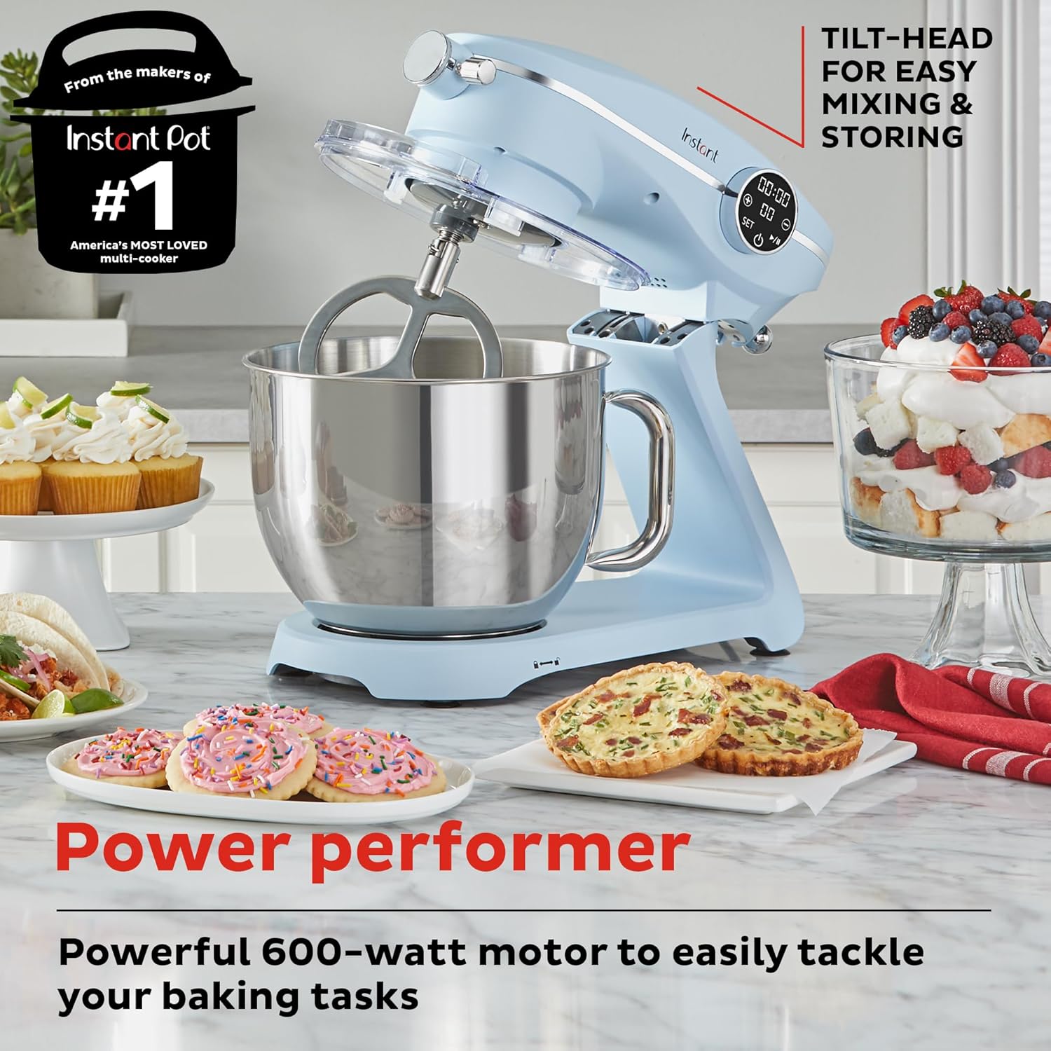 Instant Pot Instant Stand Mixer Pro 600W 10-Speed Electric Mixer with Digital Interface,7.4-Qt Stainless Steel Bowl,Dishwasher Safe Whisk,Dough Hook and Mixing Paddle wourant
