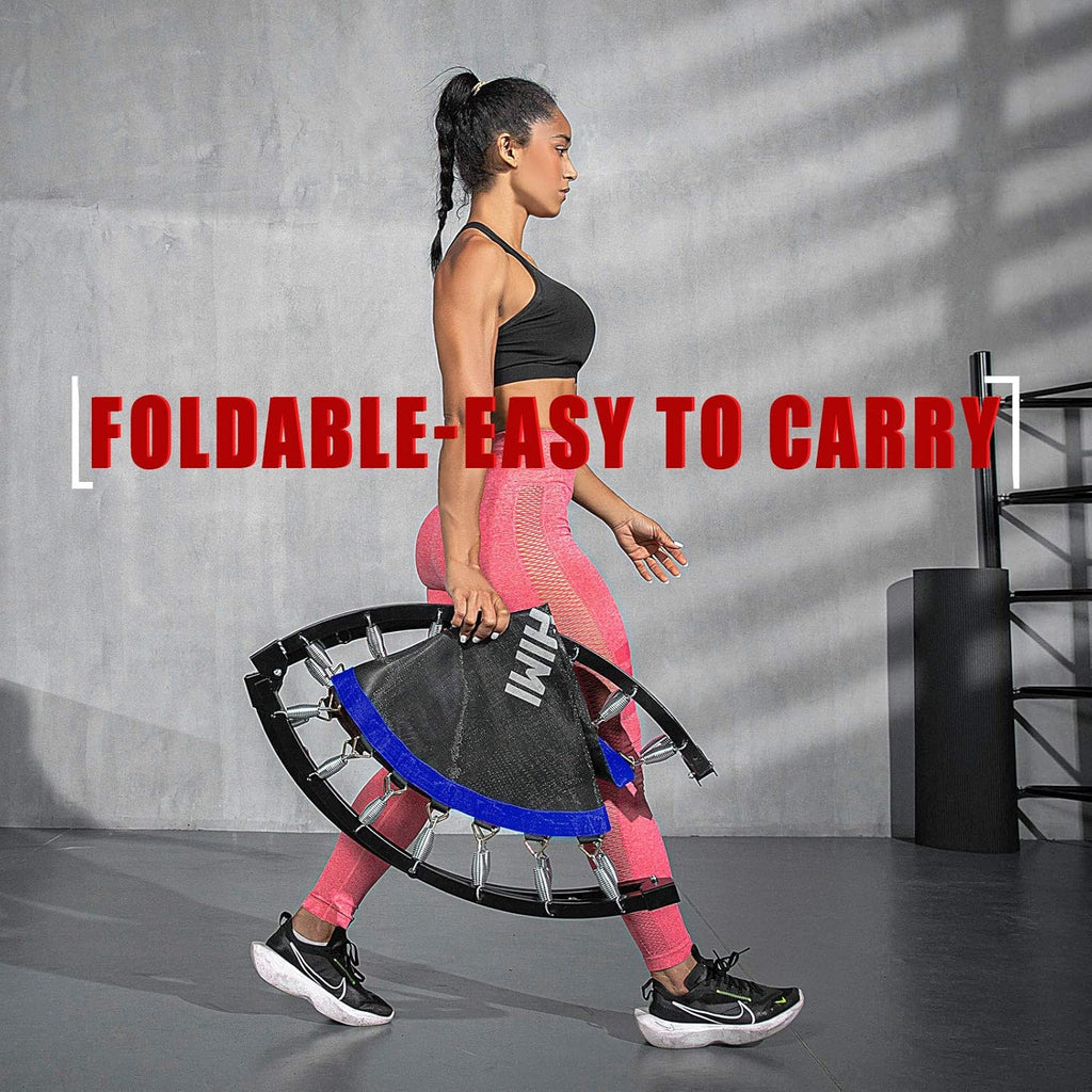 Kanchimi 40" 48" Folding Mini Fitness Indoor Exercise Workout Rebounder Trampoline with Handle, Max Load 330lbs wourant