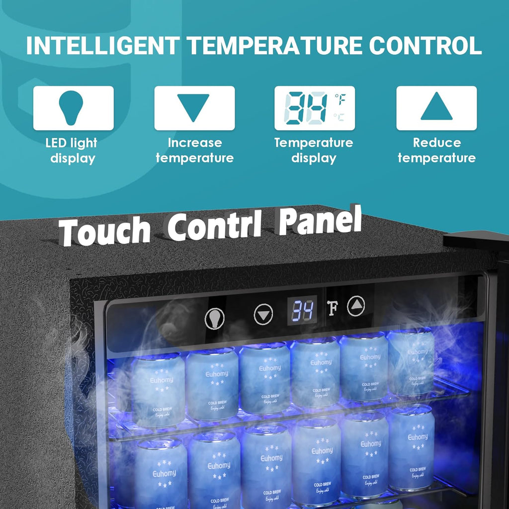 EUHOMY Beverage Refrigerator Cooler, 130 Can Mini Fridge with Glass Door for Soda Beer or Wine, Beverage Cooler for Home, Office, Bar with Adjustable Removable Shelves, Silver wourant