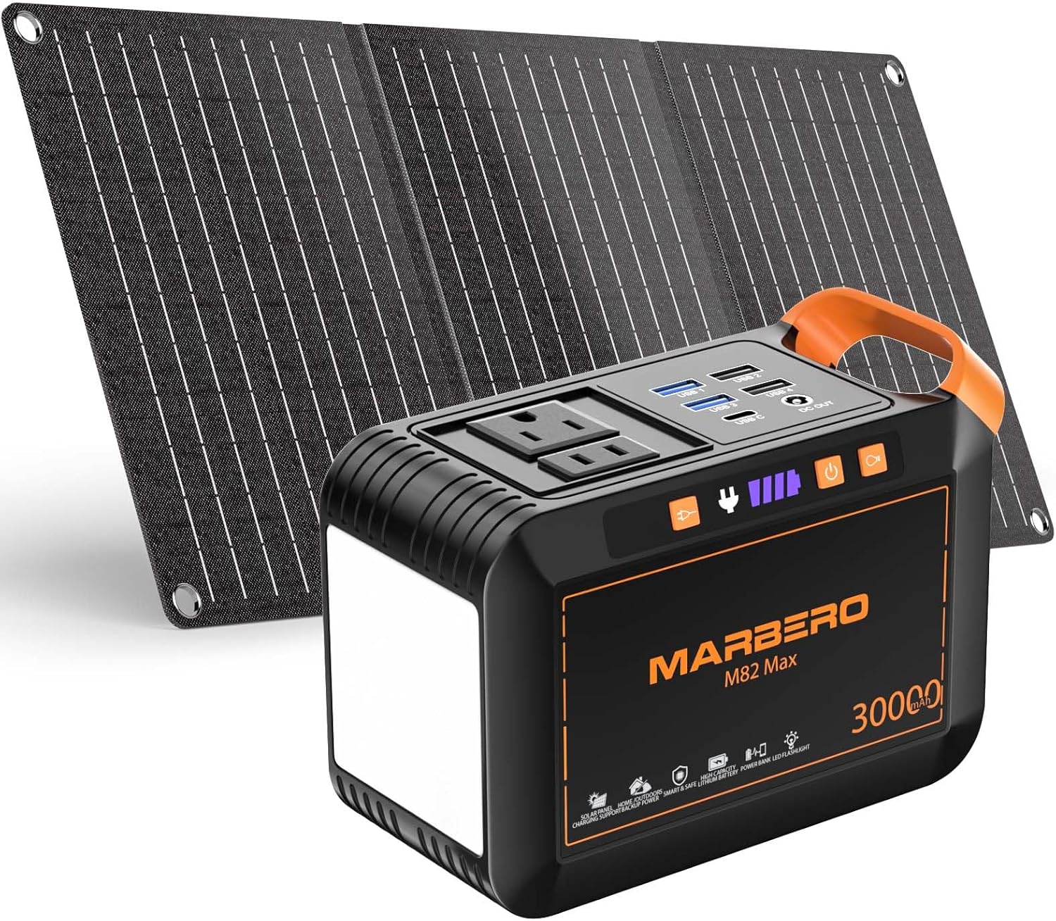 Portable Power Station 88Wh Camping Lithium Battery Solar Generator Fast Charging with AC Outlet 120W Peak Power Bank wourant