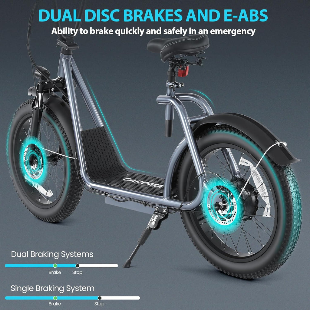 Caroma Peak 800W Foldable Adult Electric Scooter with 20-inch Wide Tires, 48V Battery, Basket, and Adjustable Seat wourant