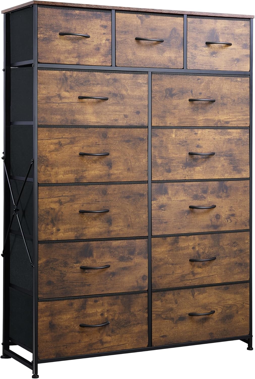 WLIVE Storage Organizer Unit with 13 Fabric Bins, Storage Drawers Organizer with Steel Frame, Tall Storage Tower Organizaton for Living Room, Hallway, Office, Charcoal Black wourant