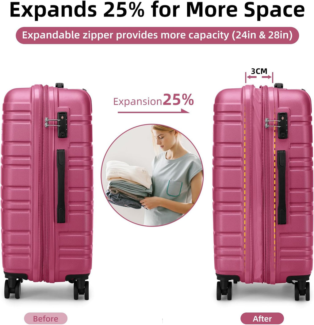 6-piece luggage set, expandable hardshell suitcase set with spinner wheels, lightweight rolling luggage set wourant