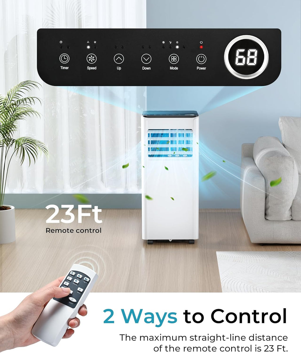 EUHOMY 8,000 BTU Portable Air Conditioners, 4-in-1 Portable AC Unit Up to 350 Sq.Ft, 4 Modes Quiet Air Conditioner with Remote Control, Cool, Fan, Dehumidifier, 24H Timer, Bedroom, Office, Apartments wourant