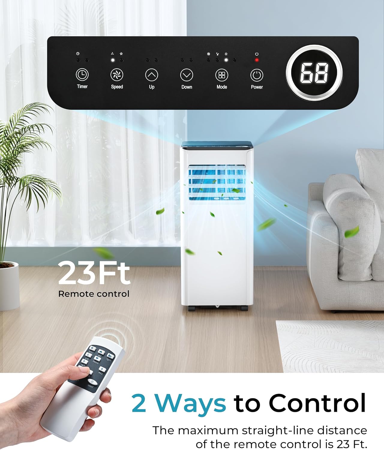 EUHOMY 8,000 BTU Portable Air Conditioners, 4-in-1 Portable AC Unit Up to 350 Sq.Ft, 4 Modes Quiet Air Conditioner with Remote Control, Cool, Fan, Dehumidifier, 24H Timer, Bedroom, Office, Apartments wourant