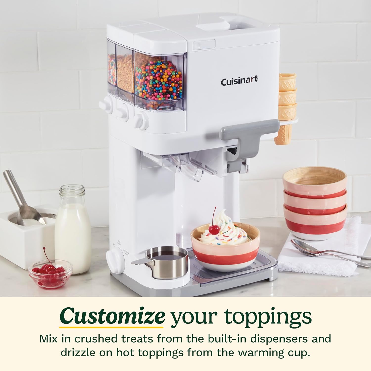 Cuisinart Soft Serve Ice Cream Machine- Mix It In Ice Cream Maker for Frozen Yogurt, Sorbet, Gelato, Drinks 1.5 Quart, White, ICE-48 wourant