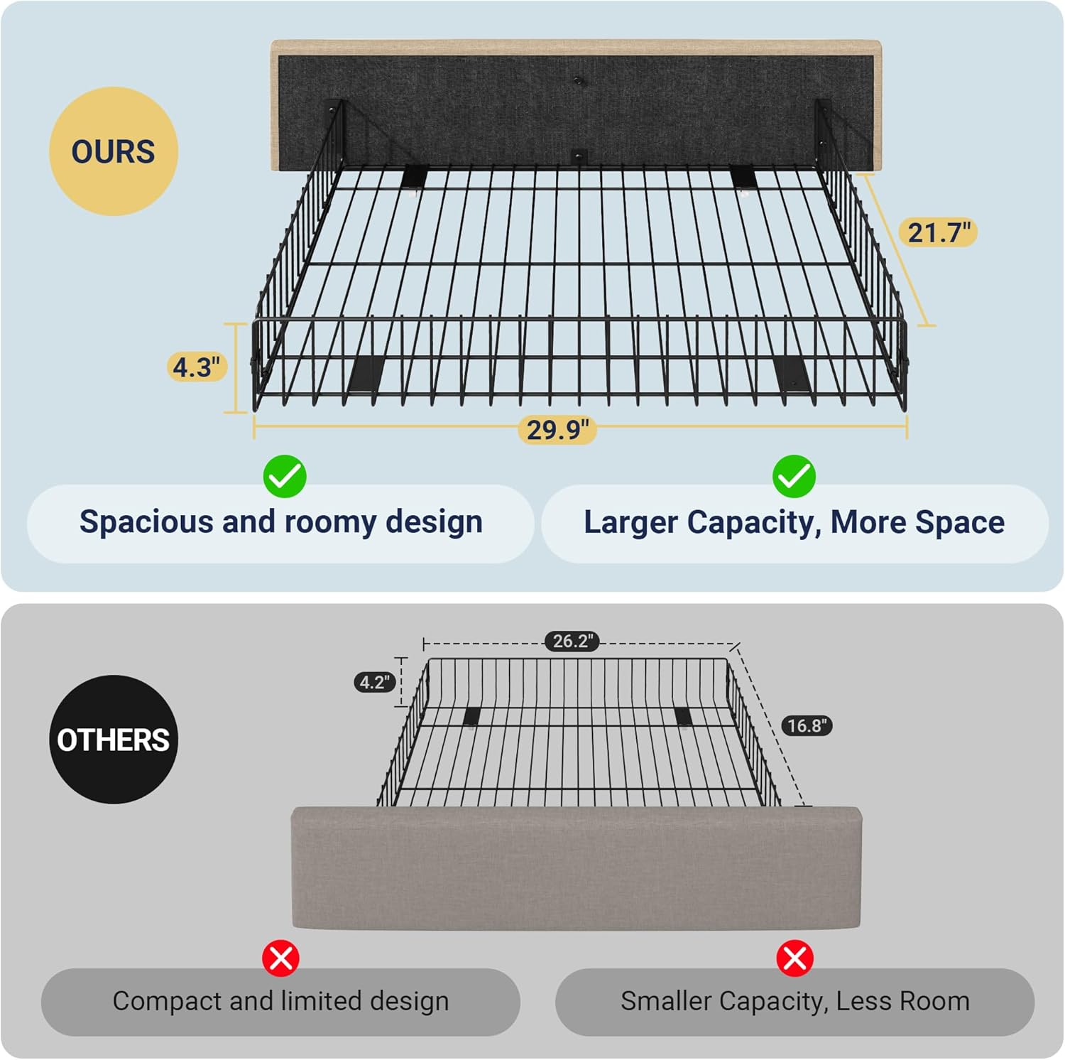 Allewie Upholstered Queen Size Platform Bed Frame with 4 Storage Drawers and Headboard wourant