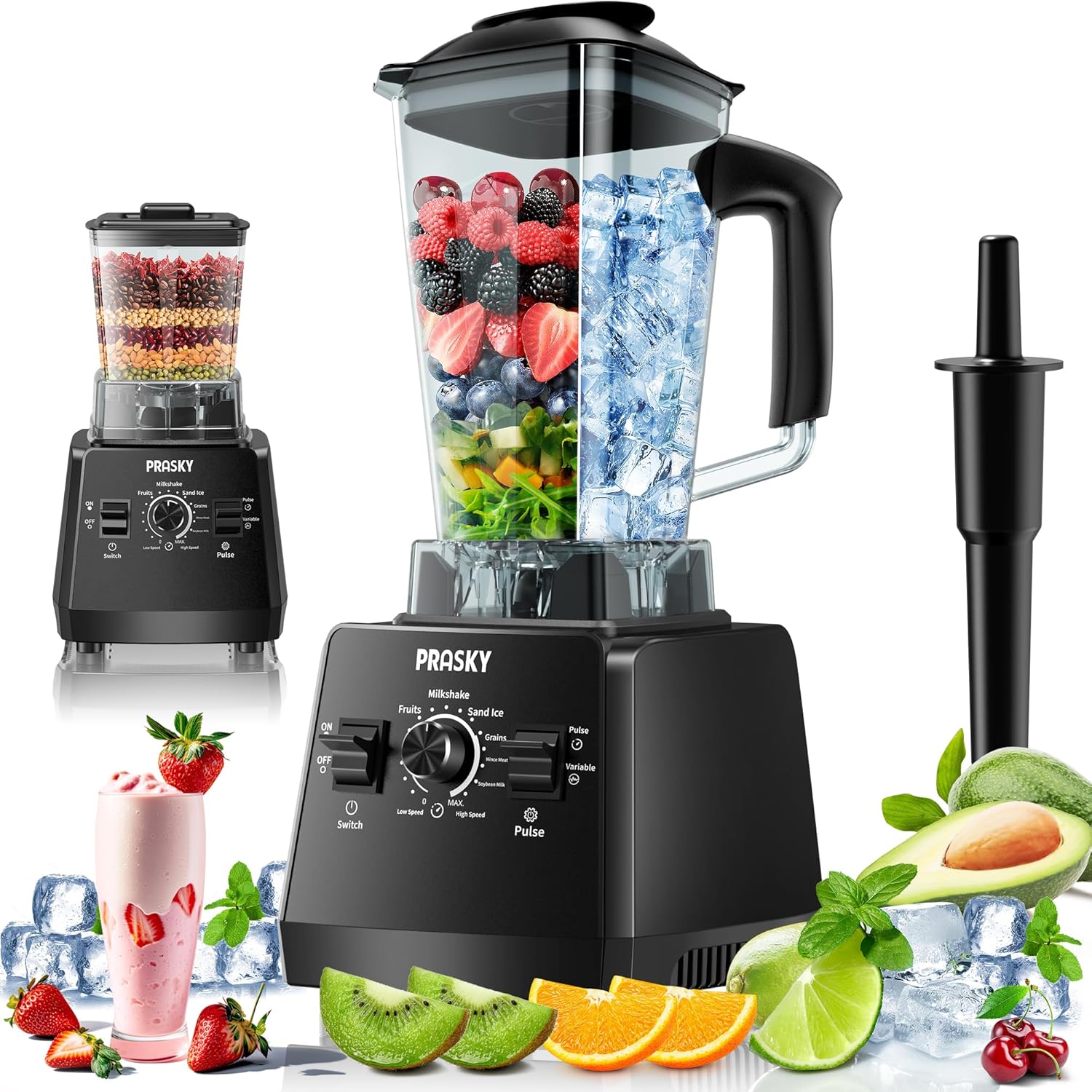 2400W High Speed Countertop Blender, 101oz Large Capacity, BPA-Free, 25000 RPM Blenders for Smoothies, Ice Crushing, Soups, Nut Butters & Baby Food (Gray, 3L) wourant