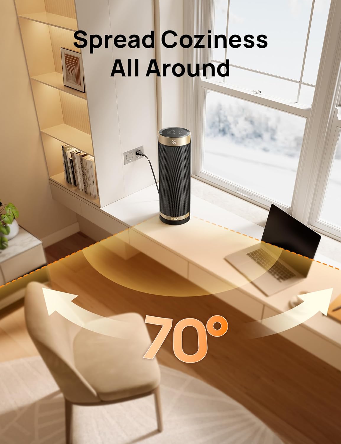 Dreo Space Heater, 1500W Electric Heaters for Indoor Use with Thermostat, 70° Oscillation, 8 Safety Protections, 5 Modes, Remote, 12H Timer, Quiet Portable Heater for Office, Bedroom, Large Room wourant