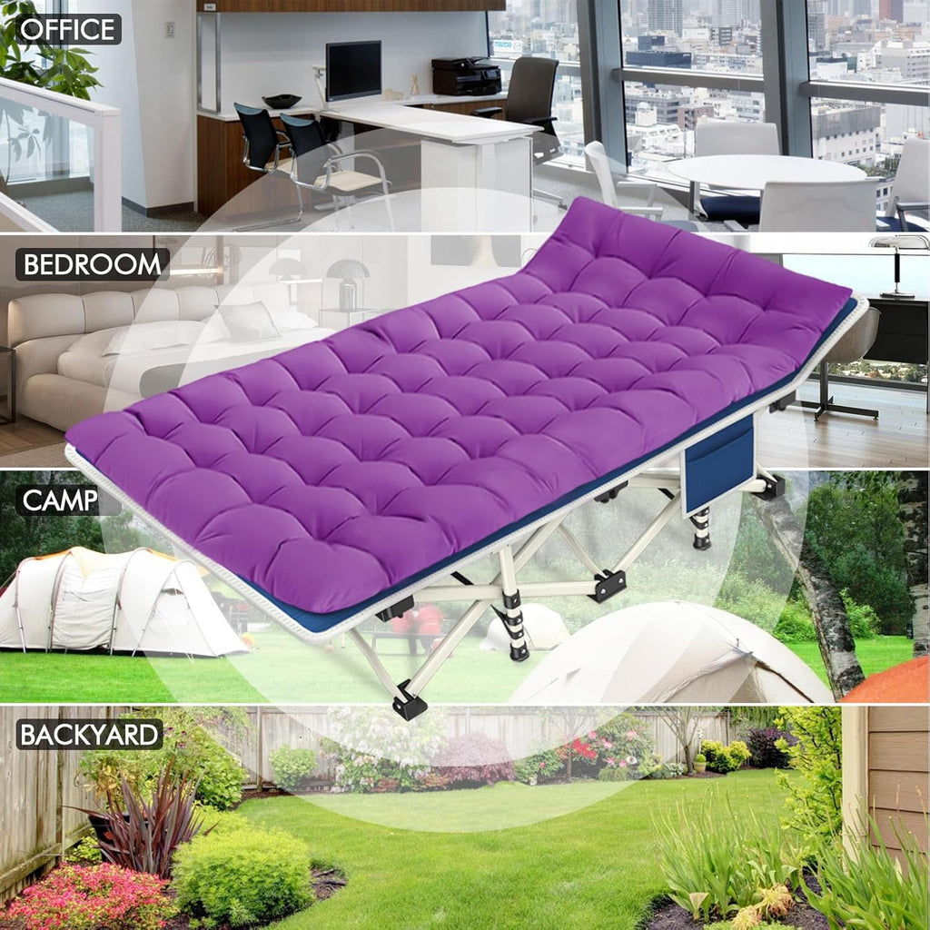 2 Pack Camping Cot with Mattress Comfortable Sleeping Cot Camping Cots for Adults 2 Person Folding Cot Heavy Duty Cots for Sleeping with Carry Bag Outdoor Indoor Home Vacation wourant