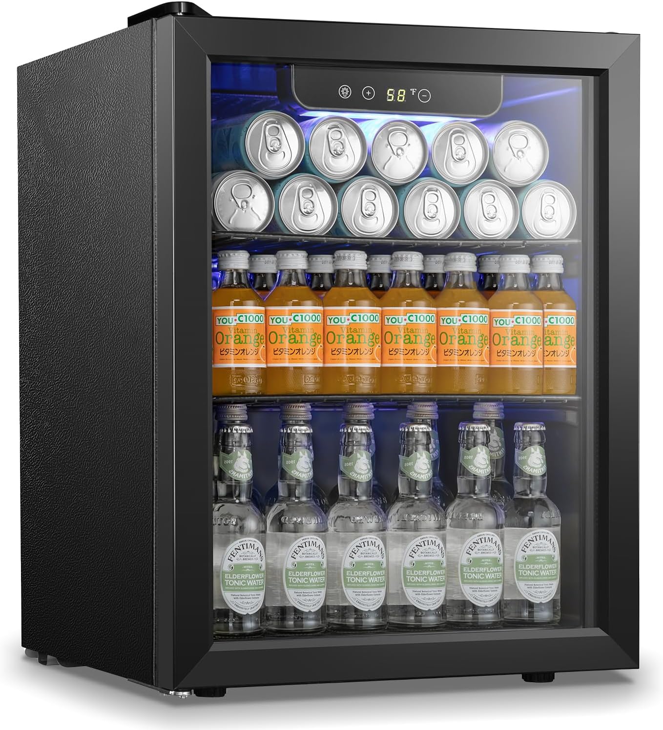 Antarctic Star Beverage Refrigerator Cooler 68 Can, Mini Fridge with Glass Door for Beer Drinks Wine,Freestanding Small Fridge with Electronic Temperature Control for Home and Bar,1.7 cu.ft wourant