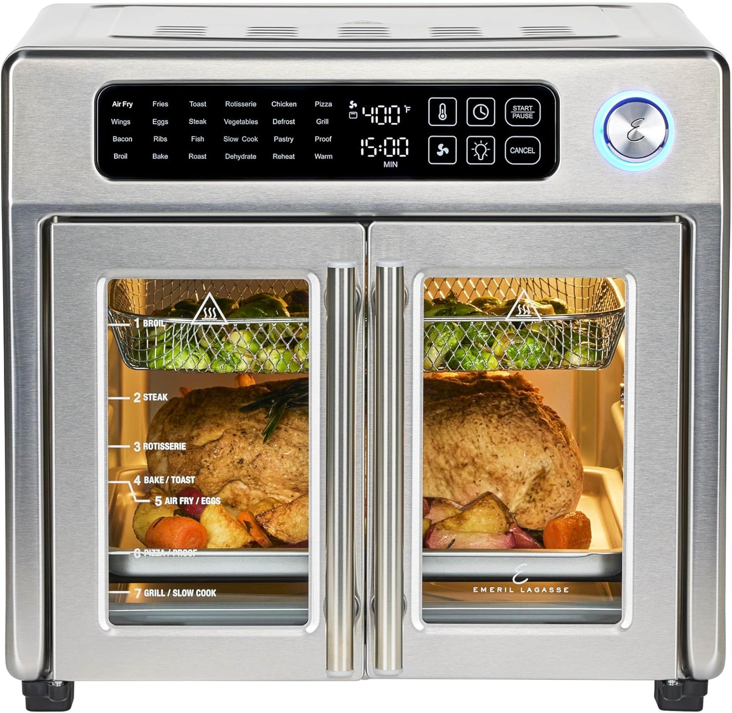 Emeril Lagasse Extra Large French Door Air Fryer Toaster Oven Combo, 24 Cooking Functions wourant