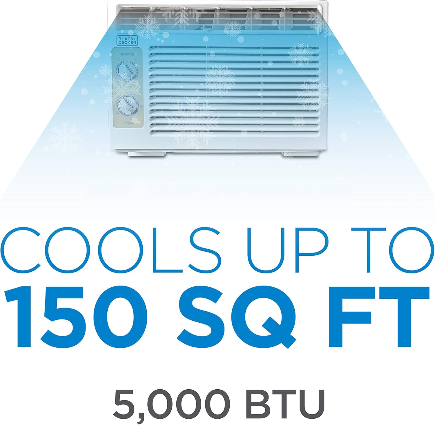 BLACK+DECKER Window Air Conditioner 5000 BTU, Cools Up to 150 Square Feet, AC Unit with Mechanical Controls, Manual Fan Only and Cool Settings, BD05MWT6, White wourant
