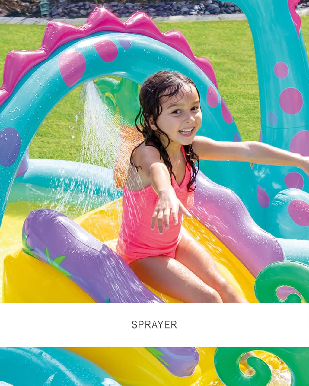 Intex 96" x 78" x 28" Inflatable Jungle Adventure Play Center Spray Kiddie Pool - Backyard Kids Water Slide, Outdoor Blow-Up Splash Pad for Toddlers wourant