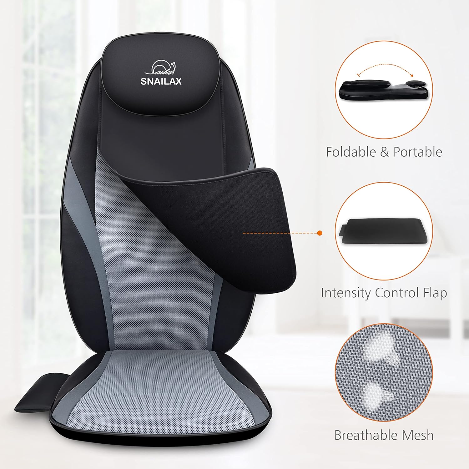 Snailax Shiatsu Massage Cushion with Heat Massage Chair Pad Kneading Back Massager for Home Office Seat use wourant