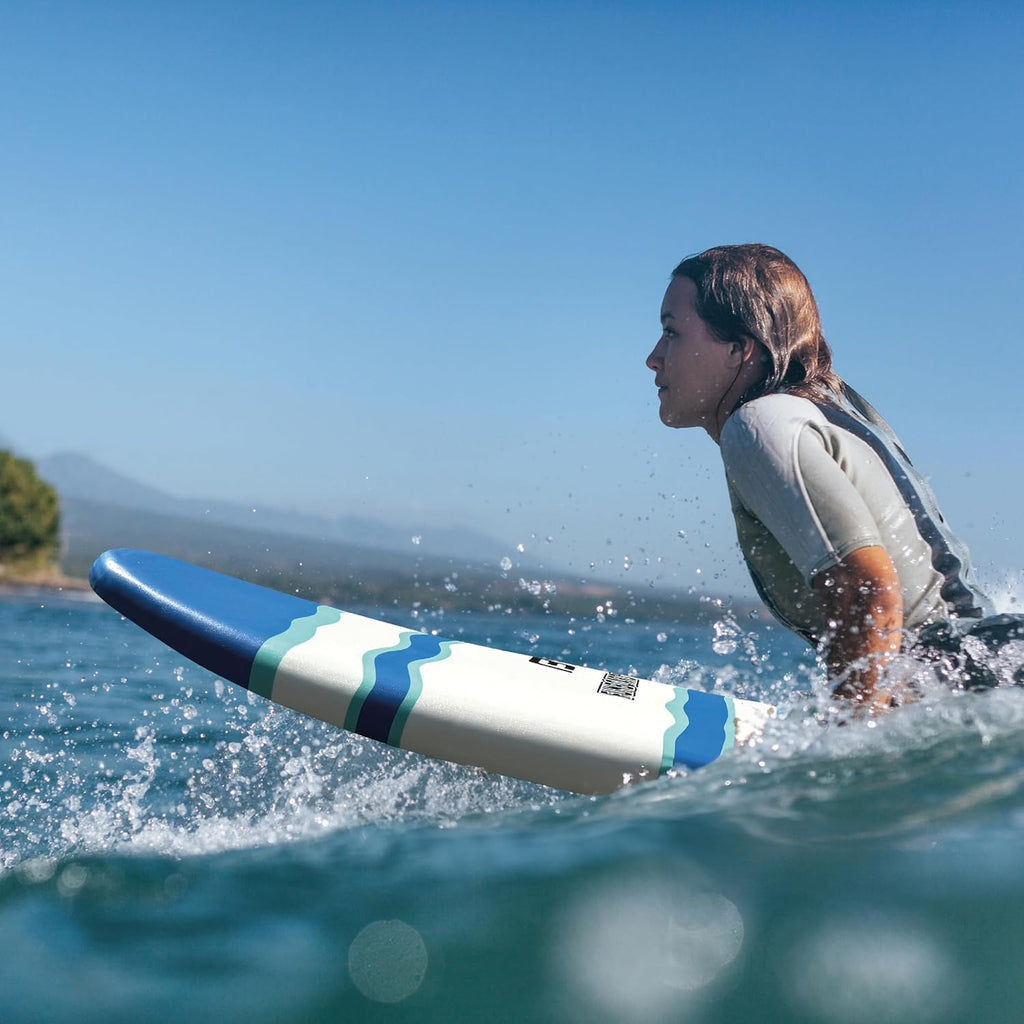 6 FUNBOARD Surfboard Softboard Foam Include (3) Fins 6 Foot Leash and (2) Wood Stringers wourant