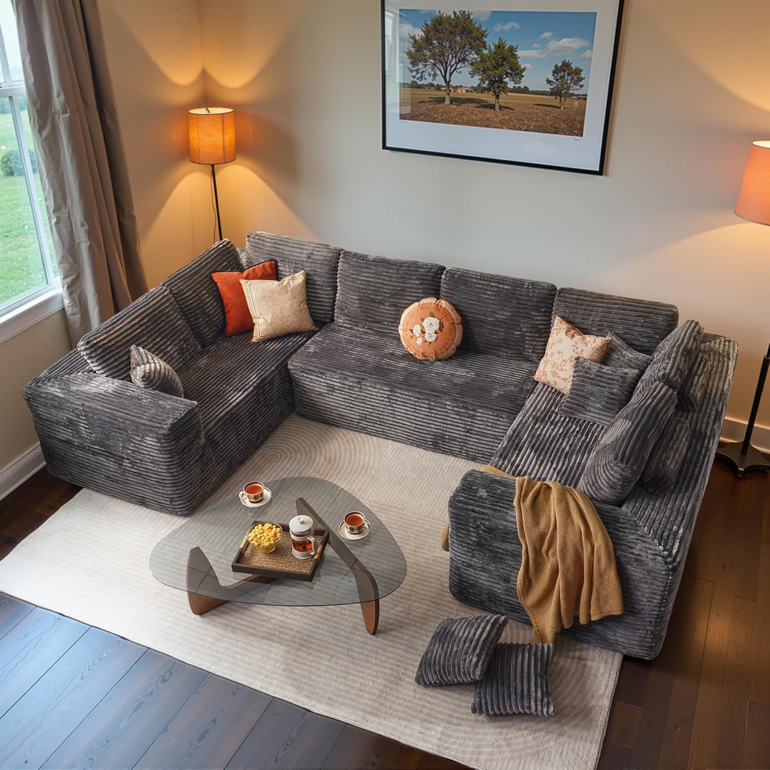 Ovios 104" Cloud Section Sofa L-shaped lounge chair, modern modular sofa wourant