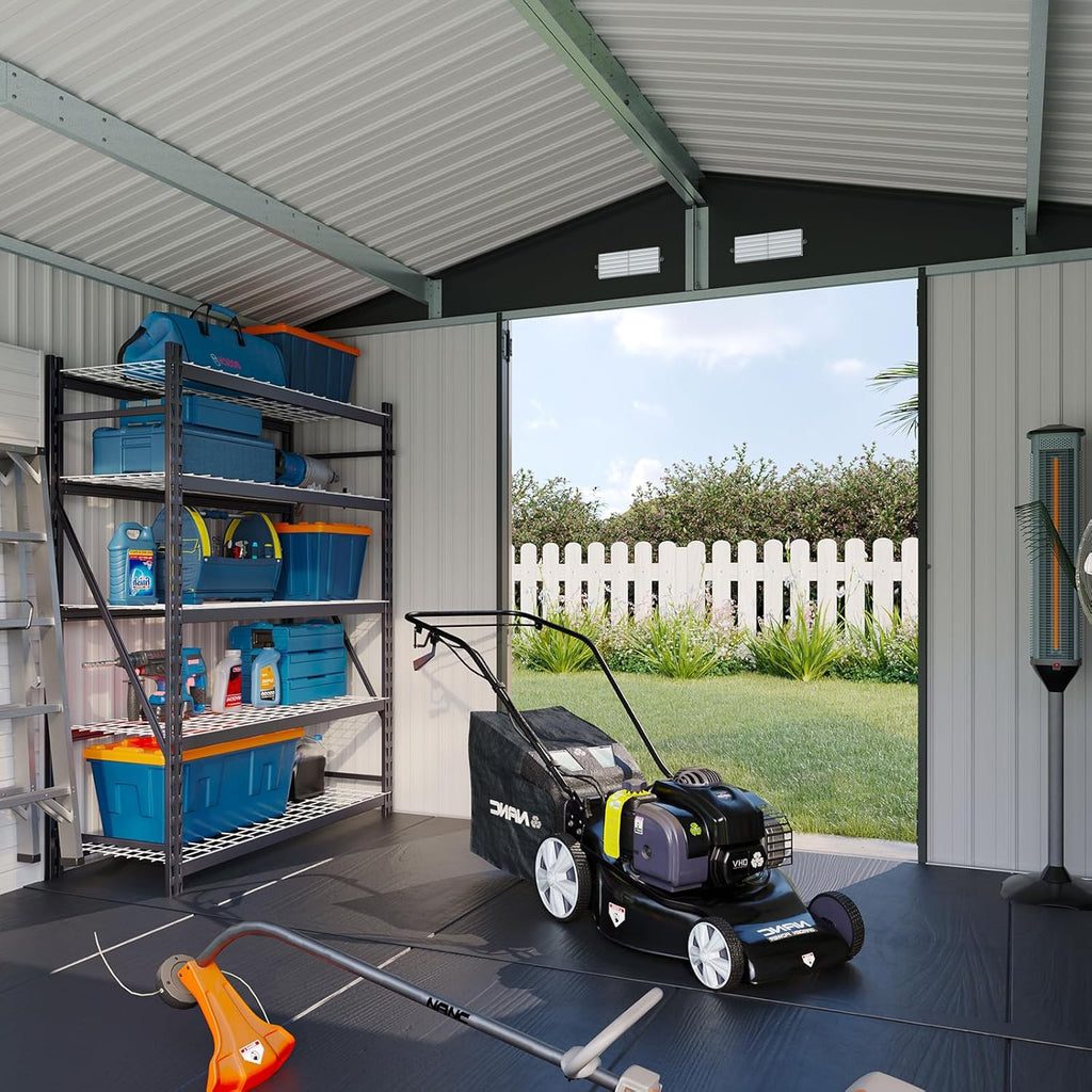 Aoxun 7.4x5.3FT Shed with Floor Galvanized Steel Outdoor Storage Shed Metal Garden Shed wourant